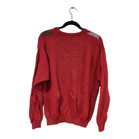 GAP Men's Red Orange Argyle Cotton/Linen Sweater Size M - Picture 2 of 4